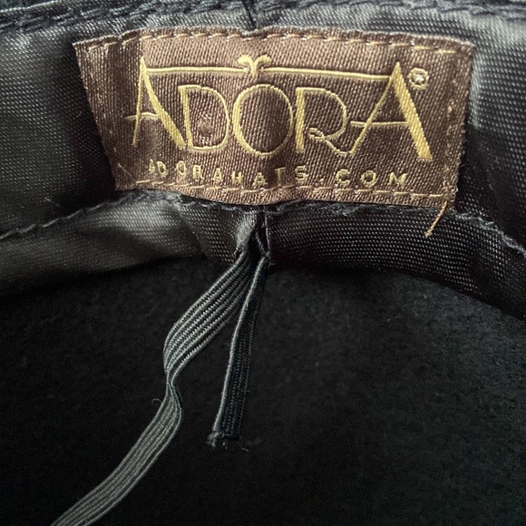 ADORA Black Cloche Hat with Plaid Brim - Picture 3 of 3